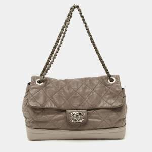 Chanel Beige Quilted Iridescent Leather VIP Flap Shoulder Bag