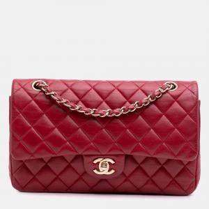 Chanel Red Medium Classic Lambskin Double Flap