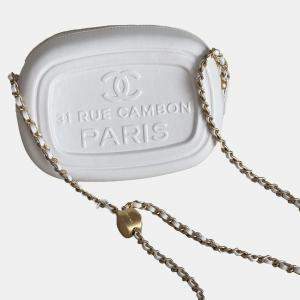 Chanel White Camera Bag Soap Bar Shape Lambskin