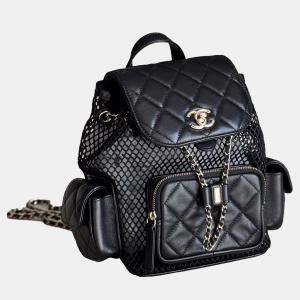 Chanel Duma Backpack Black and Gold Hollow Design Chip Model