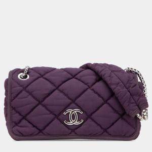 Chanel Purple Small Quilted Nylon Bubble Flap