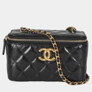 Chanel Black Quilted Calfskin Chain CC Vanity