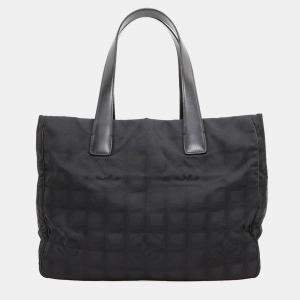 Chanel New Travel Line Tote Bag Black Nylon Size Mm