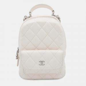 Chanel Matelasse Backpack White Caviar Leather Size Mini