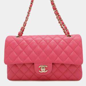 Chanel Matelassé W Flap Pink Caviar Leather 25 Chain Shoulder Bag