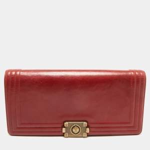 Chanel Red Leather Boy Clutch