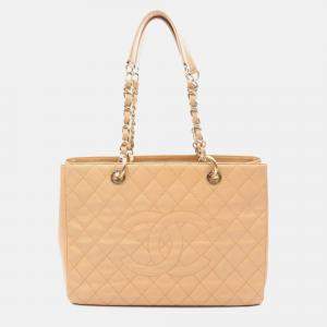 Chanel Beige Caviar Grand Shopping Tote