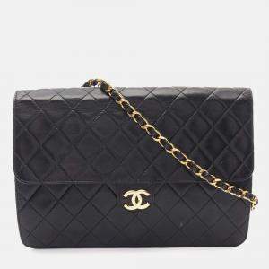 Chanel Black CC Quilted Lambskin Single Flap