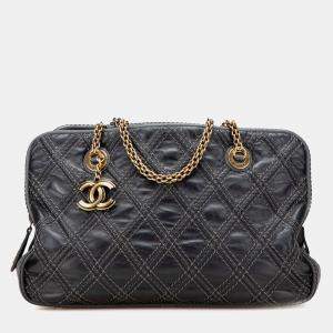 Chanel Black Quilted Calfskin Stitch Triptych Shoulder Bag