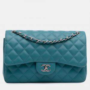 Chanel Blue Jumbo Classic Lambskin Double Flap