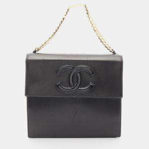 Chanel Coco Mark Chain Handbag Lamb Leather Black