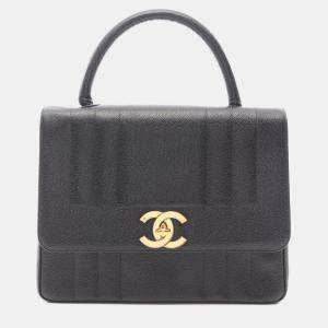 Chanel Mademoiselle Handbag Calf Leather Black