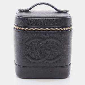 Chanel Coco Mark Vanity Handbag  Grained Calfskin Black Ghw Cc