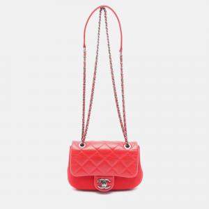 Chanel Matelasse Chain Shoulder Bag Leather Felt Red Shw Cc Coco
