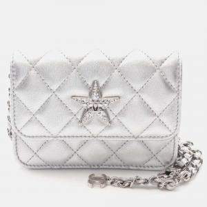 Chanel Matelasse Star Motif Chain Shoulder Bag Lamb Sheep Leather Shw