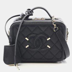 Chanel Cc Figley Small Vanity Shoulder Crossbody Bag  Calf Leather Ghw Bk