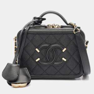 Chanel Cc Figley Small Vanity 2Way Shoulder Bag Leather Black