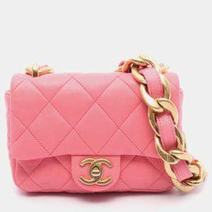 Chanel Matelasse Chain Shoulder Bag  Leather Pink Ghw Cc