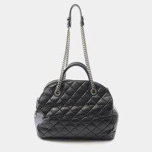 Pre Owned Chanel Classic Black Leather Bowling Bag
