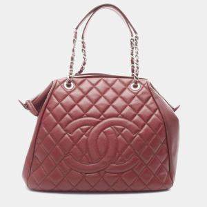 Chanel Coco Mark Tote Bag Calfskin Leather Red Shw