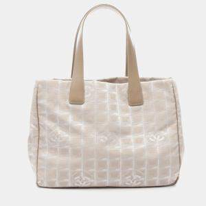 Chanel New Travel Line Mm Tote Handbag  Leather Nylon Canvas Pink Ghw
