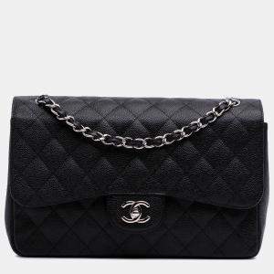 Chanel Black Jumbo Classic Caviar Double Flap