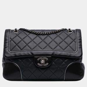 Chanel Tyrolean Flap Medium Black Grey Paris-Salzburg Lambskin Shoulder Bag