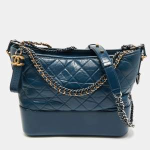 Chanel Blue Quilted Aged Leather Medium Gabrielle Hobo