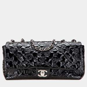 Chanel Black Jumbo Patent Lucky Symbols Flap