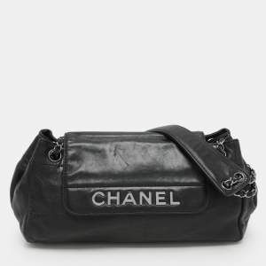 Pre Owned Chanel Black Leather LAX Accordion Shoulder Bag