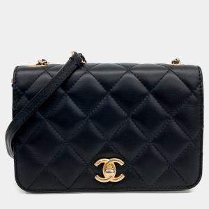 Pre Owned Chanel Black Leather Chain Crossbody Bag