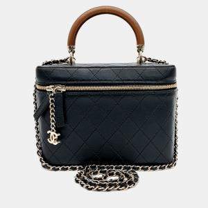 Pre Owned Chanel Black Leather Cosmetic Case