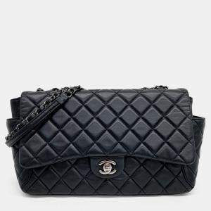 Pre Owned Chanel Black Lambskin Leather Quilted Shoulder Bag
