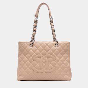 Pre Owned Chanel Brown Caviar Grand Shopping Tote