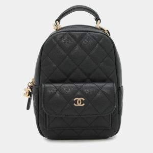 Pre Owned Chanel Matelasse Timeless Classics Mini Backpack Blackap3753 Caviar Leather