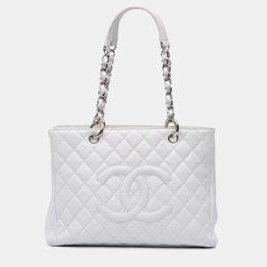 Chanel White Caviar Grand Shopping Tote