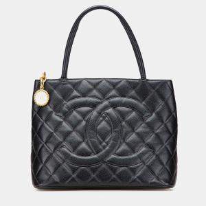 Pre Owned Chanel Black Caviar Medallion Tote