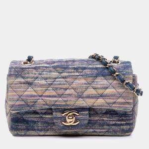 Pre Owned Chanel Multicolor Denim Mini Rectangular Classic Single Flap Bag