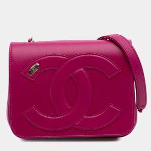Pre Owned Chanel Pink Lambskin CC Mania Flap