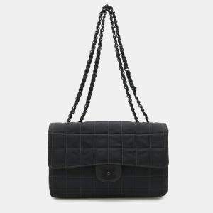 Pre Owned Chanel New Travel Line Black Nylon Chain Shoulder Bag