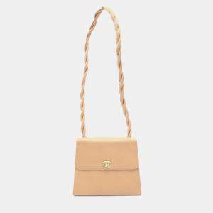 Pre Owned Chanel Twist CC Beige Leather Shoulder Bag