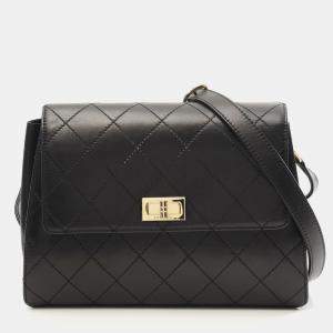Pre Owned Chanel 2.55 Black Lambskin Chain Shoulder Bag