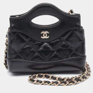 Chanel Micro 31 Black Leather Clutch Bag
