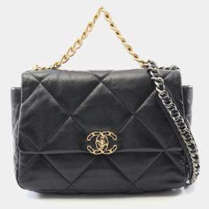 Pre Owned Chanel 19 Matelasse Black Lambskin Chain Shoulder Bag