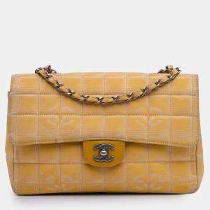 Chanel Yellow Medium New Travel Line Nylon Single Flap