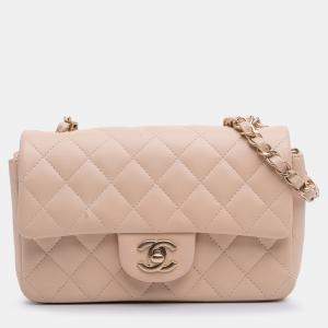 Chanel Beige Mini Rectangular Classic Lambskin Single Flap