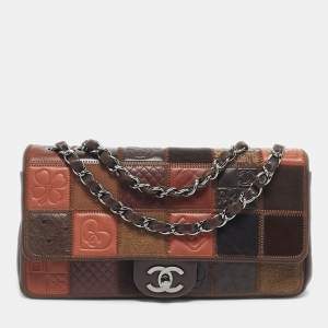 Chanel Multicolor Leather Mixed Patchwork East West Flap Bag