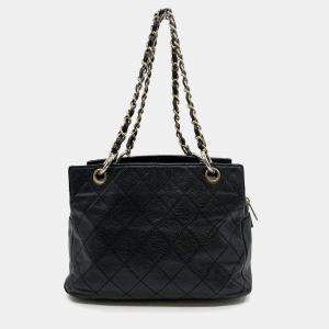 Chanel Chain Shoulder Bag Matelasse Coco Mark Caviar Skin Black