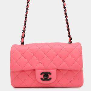 Pre Owned Chanel Single Flap Pink Lambskin Chain Shoulder Bag