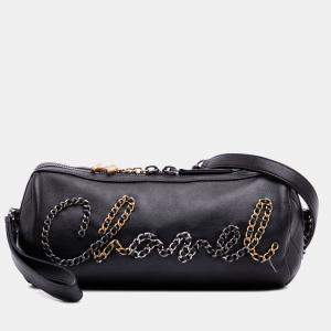 Chanel Black Calfskin Signature Chain 20s Bowling Bag